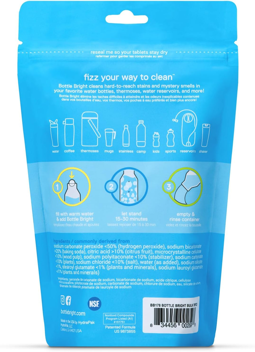 Cleaning Tablets 12, 36, 78 Count – Water Bottle Cleaner for Stainless Steel, Tumblers, Thermos | Removes Coffee Tea Stains, Eliminates Odors, Easy and Safe Cleaning