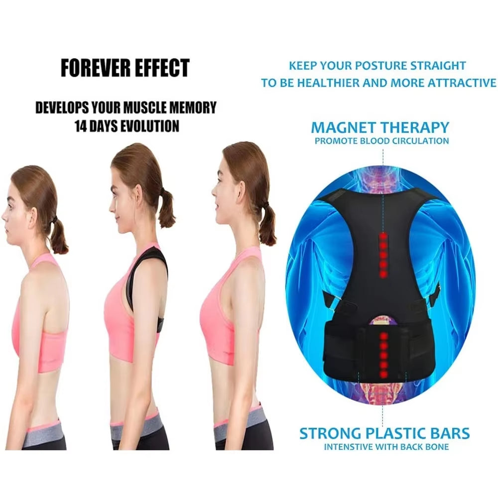 Back Brace Posture Corrector,Magnetic Lumbar Back Support Belt-Back Pain Relief,For Lower and Upper Back Pain Men & Women